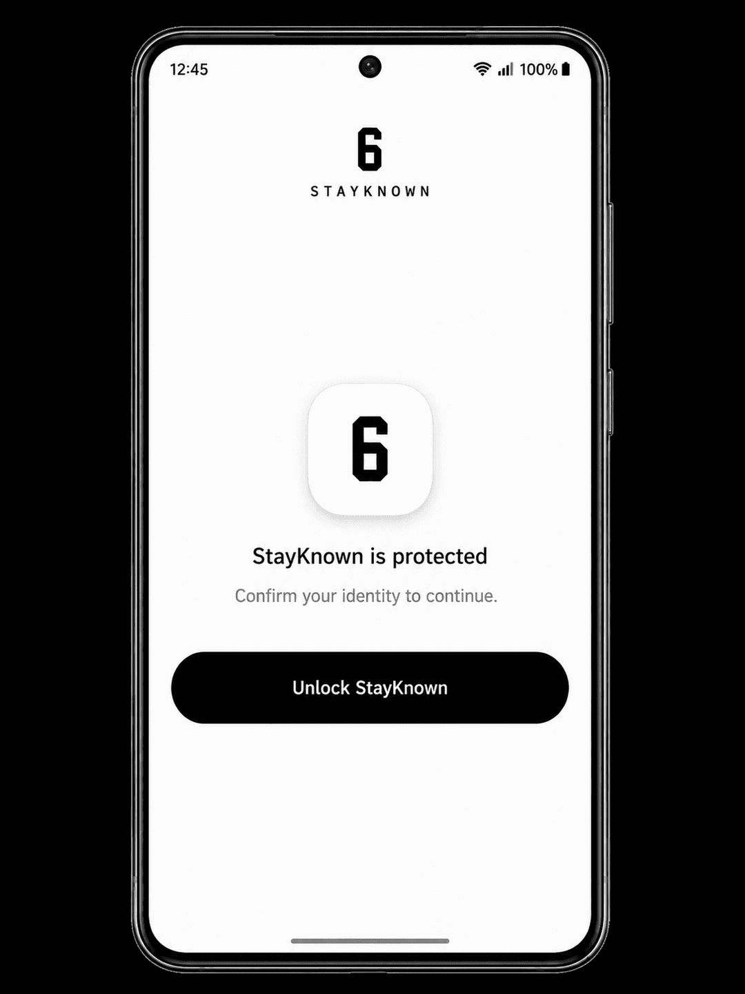 StayKnown secure chat screen with biometric or device protection